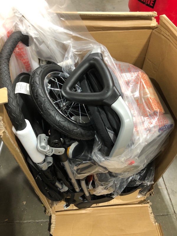 Photo 1 of Baby Trend Expedition Jogger Travel System, Millennium White + Baby Trend EZ Flec Loc 32 Infant Car Seat Base, Black