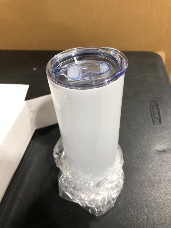 Photo 1 of  20 oz. Skinny Steel, Double Wall Stainless Tumbler (White, 24 Pack)

