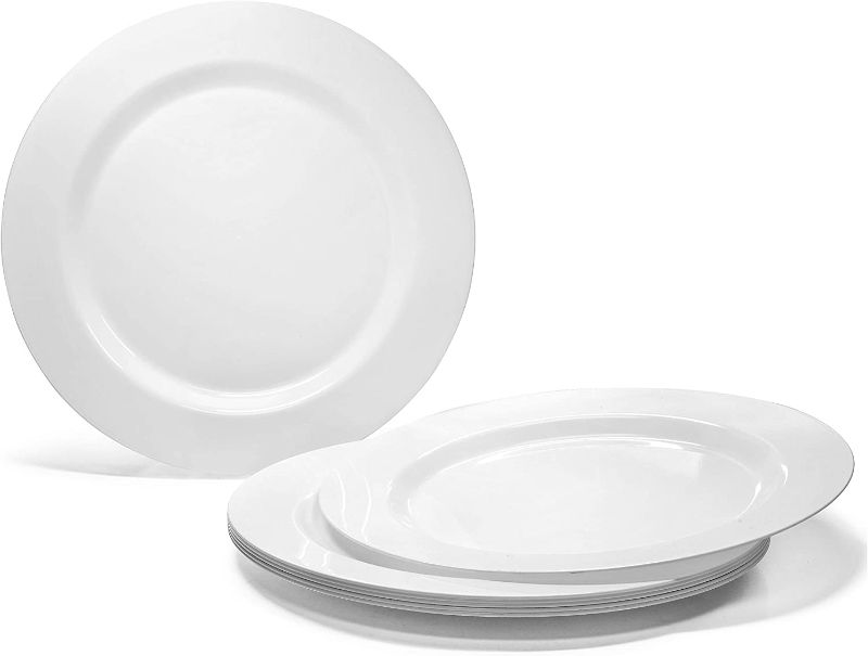 Photo 1 of " OCCASIONS " 120 Plates Pack, Heavyweight Disposable Wedding Party Plastic Plates (6.25'' Dessert/Bread Plate, Plain White)
