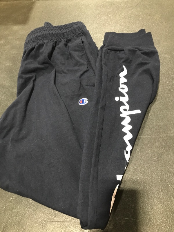 Photo 2 of Champion Men's Everyday Cotton Joggers, Cotton Knit Jog Pants Left Hip "C" Logo, Tapered Jersey Jogger Pants Medium Navy-586296