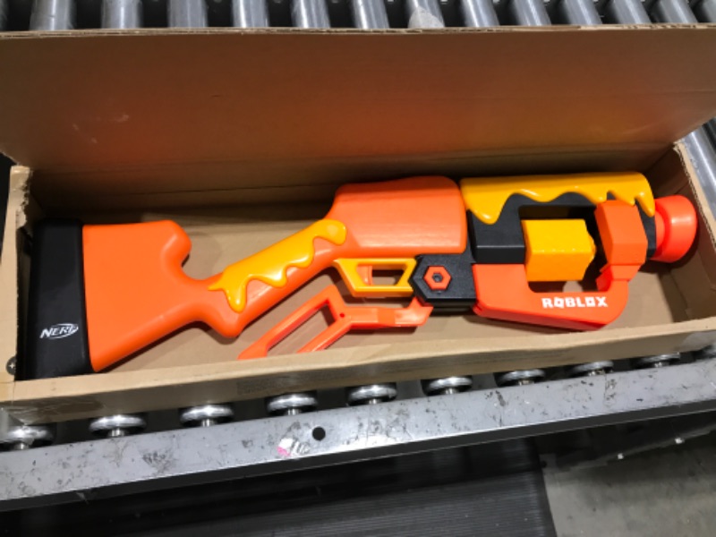 Photo 1 of NERF Roblox Adopt Me!: Bees! Lever Action Dart Blaster, Rotating 8-Dart Drum, 8 Elite Darts, Code to Unlock in-Game Virtual Item Frustration Free Packaging