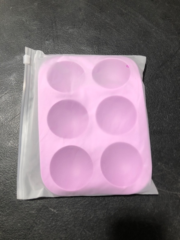 Photo 2 of 2 Pack 6-Cavity Semi Sphere Silicone Mold, Baking Mold for Making Hot Chocolate Bomb, Cake, Jelly, Dome Mousse Purple