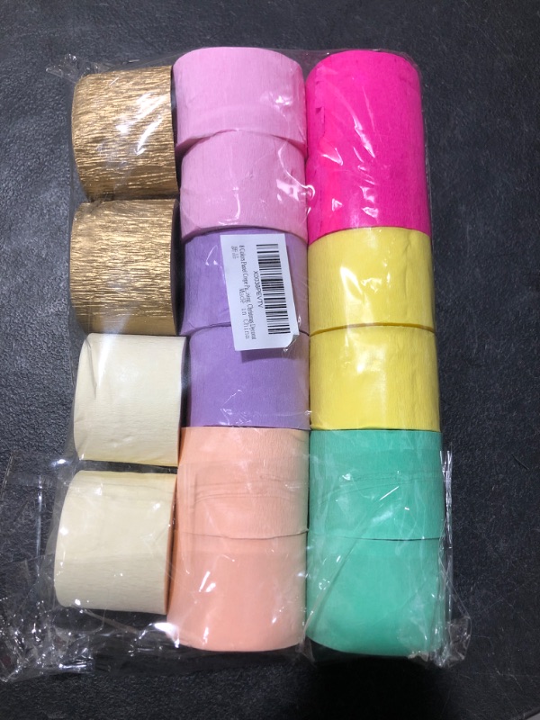 Photo 1 of 16 Rolls Crepe Paper Streamers, 8 Colors Pastel Streamers Party Supplies for Birthday Party Baby Shower Wedding Ceremony Various Large Festivals Decoration 16PCS-Pastel