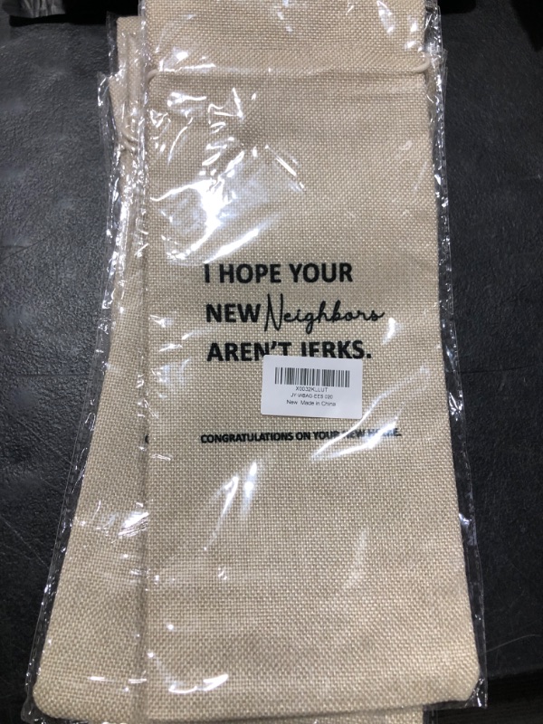 Photo 2 of 2 PACK Housewarming Wine Bag, Gift for New Apartment, New Home?Burlap Bag – 1 Pc(EES 020)