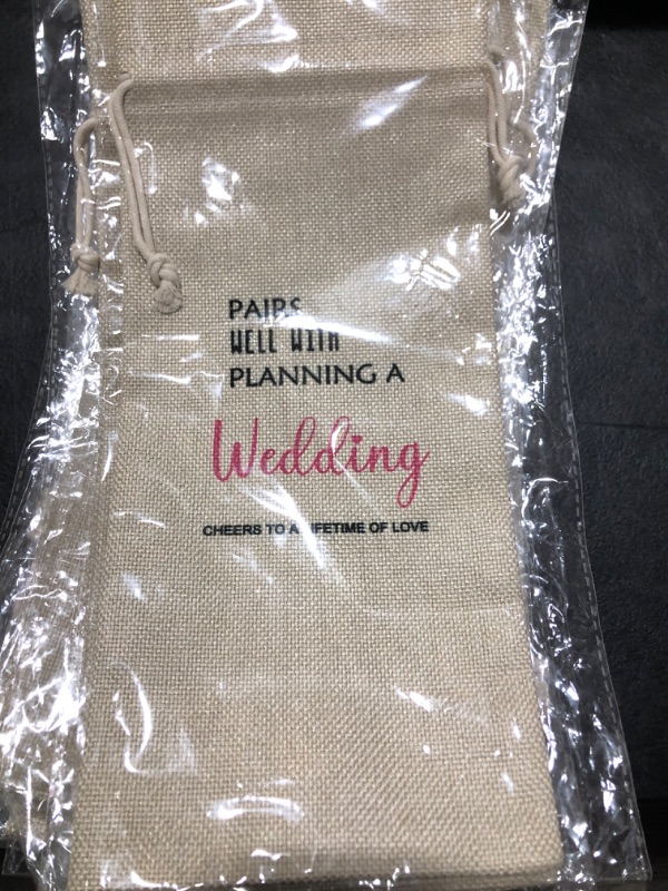Photo 2 of 2 PACK Pairs Well With Planning A Wedding Wine Bag, Gift for Wedding Planning?Wedding Officiant, Wedding Host,Wedding Moderator?Burlap Bag – 1 Pc(wed 003)