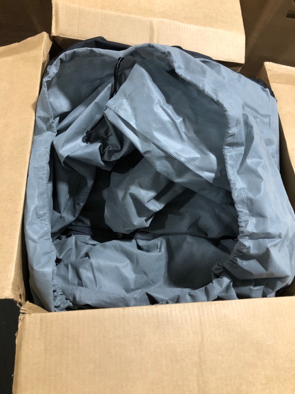 Photo 1 of RVMasking 7 Layers top RV Travel Trailer Cover Rip-Stop Waterproof Camper Cover Fits Up to 15' Motorhome - Anti-UV Windproof Breathable with 4 Tire Covers & Tongue Jack Cover, Dark Gray Up to 15' Dark Gray