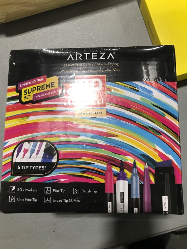 Photo 2 of ARTEZA Permanent Markers, Set of 80, 61 Assorted Colors Paint Pens, Waterproof, Crafts Supplies for Stone, Plastic, Glass, Wood, and Metal, Art Supplies for Calligraphy, Coloring