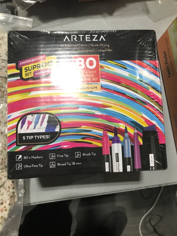 Photo 2 of ARTEZA Permanent Markers, Set of 80, 61 Assorted Colors Paint Pens, Waterproof, Crafts Supplies for Stone, Plastic, Glass, Wood, and Metal, Art Supplies for Calligraphy, Coloring