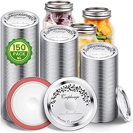 Photo 1 of 150 Pcs, Regular Mouth Canning Lids for Ball Kerr Jars Split-Type Thick Metal Mason Jar Lids for Canning, Food Grade Material Airtight & Leak Proof for Regular Mouth Jars