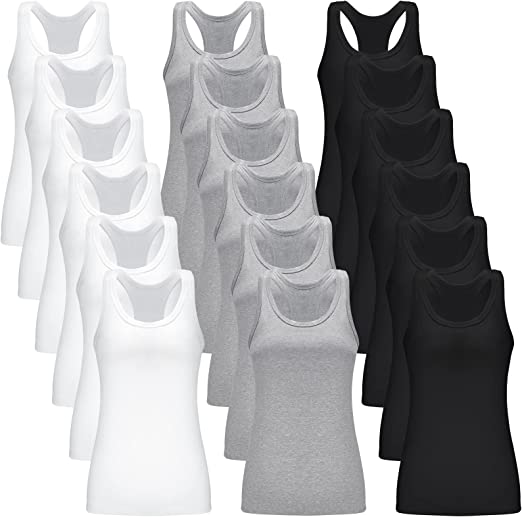 Photo 1 of [Size L] Haysandy 18 Pieces Women Workout Tank Tops Racerback Basic Athletic Yoga Tanks Sleeveless Cotton