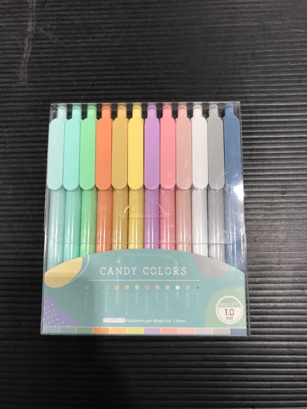 Photo 2 of 12Pcs Ballpoint Pens, Comfortable Writing Pens, Pastel Retractable Pretty Journaling Pens, Black Ink Medium Point 1.0 mm