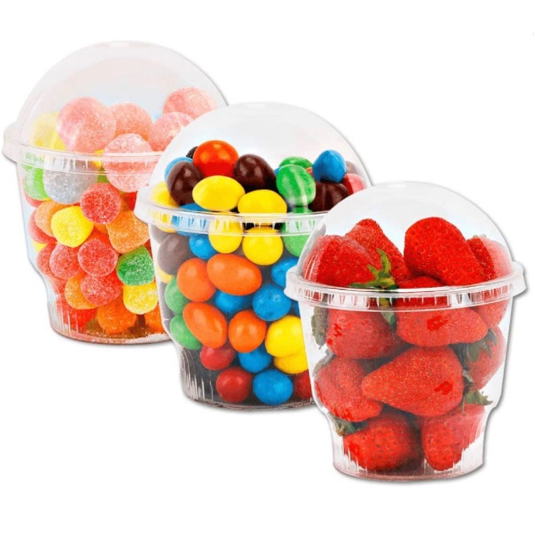 Photo 1 of 12 oz Clear Plastic Dessert Cups with Dome Lids NO HOLE - 20 Sets Disposable Snack Bowls for Ice Cream