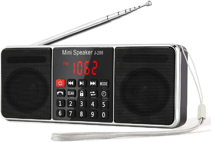 Photo 1 of PRUNUS J-288 Portable Radio AM FM Radio with Bluetooth Speaker, Sleep Timer, Power-Saving Display, Ultra-Long Antenna, AUX Input & USB Disk & TF Card MP3 Player, NO Manual Preset
