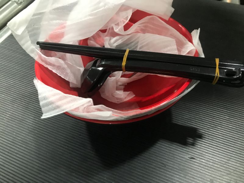 Photo 1 of 2 sets (12 pieces) 37 oz Japanese Ramen Bowl with Chopsticks and Spoons | Asian Chinese Large Ramen Noodle Bowl | Dinnerware Ramen Bowl Set and Pho Bowl (RED)
