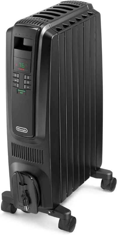 Photo 1 of De'Longhi Oil-Filled Radiator Space Heater, Quiet 1500W, Adjustable Thermostat, 3 Heat Settings, Timer, Energy Saving, Safety Features
