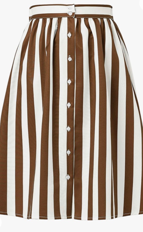Photo 1 of Allegra K Women's Striped Button Front Elastic Back Waist A-Line Midi Skirt SIZE XS 