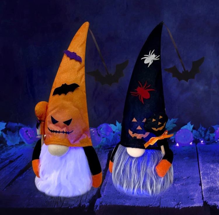 Photo 1 of 2PCS Halloween Gnomes, Led Lighted Gnomes Plush Decor with Pumpkin Bats Spider Ghost Halloween Fall Theme Gnomes Faceless Dwarf Elf Decoration for Halloween Party Home Indoor Tier Tray Table Decor