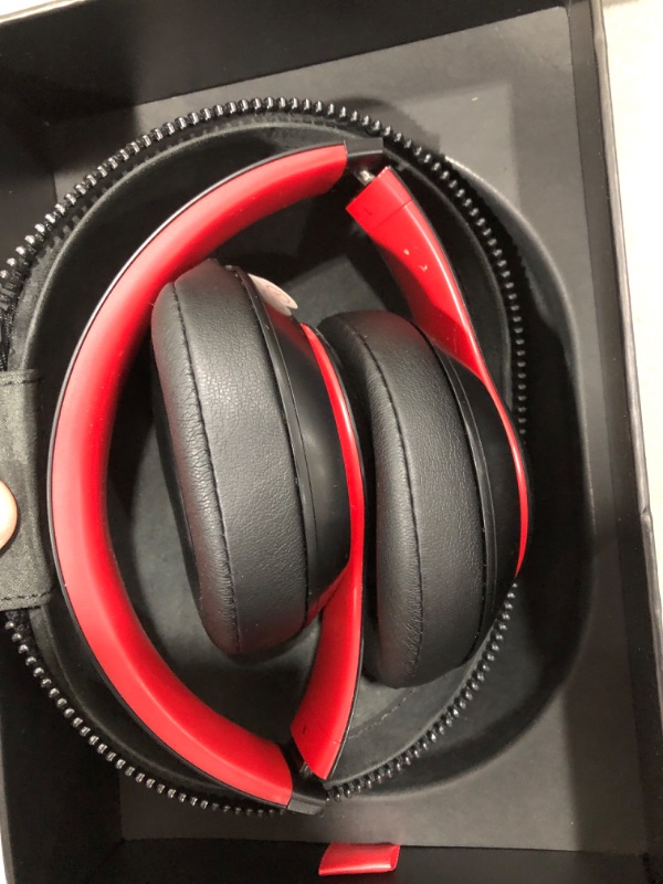 Photo 2 of Beats Studio3 Wireless Noise Cancelling Over-Ear Headphones - Apple W1 Headphone Chip, Class 1 Bluetooth, 22 Hours of Listening Time, Built-in Microphone - Defiant Black-Red (Latest Model)