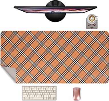 Photo 1 of Hyovews Desk Pad with Cup Coaster, Non-Slip Leather Desk Mat, Large Mouse Pad Waterproof Desk Organizers , Desk Pad Protector, Desk Writing Pad for Office and Home (36" x 17", Yellow Plaid) ( factory closed ) 
