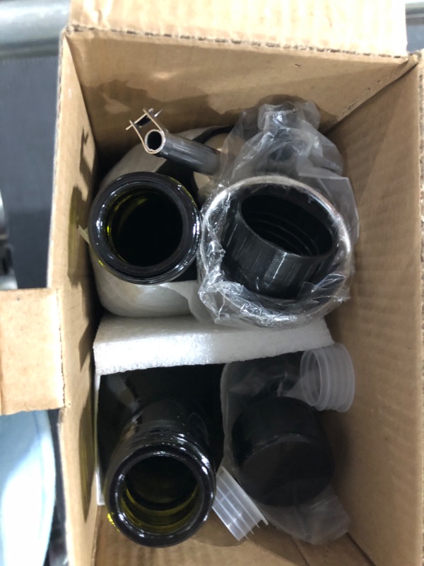 Photo 1 of [2 PACK]Aozita 17 oz Glass Olive Oil Dispenser Bottle Set - 500ml Dark Green Oil & Vinegar Cruet Bottle with Pourers, Funnel and Labels - Olive Oil Carafe Decanter for Kitchen
