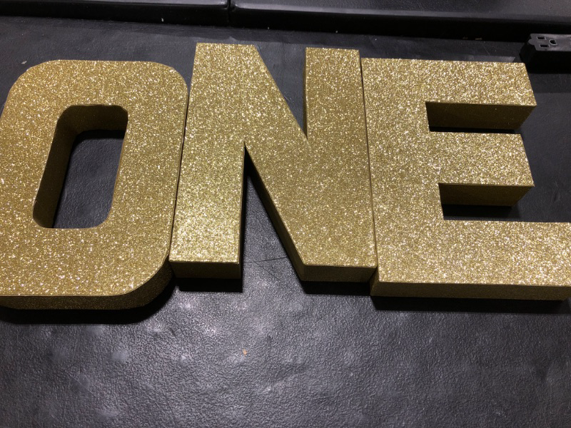 Photo 2 of One Letters First Birthday Gold Glitter One Sign Large Numbers For Party Decor 1st Birthday Decorations Boys Girls First Anniversary Celebration Party Decor