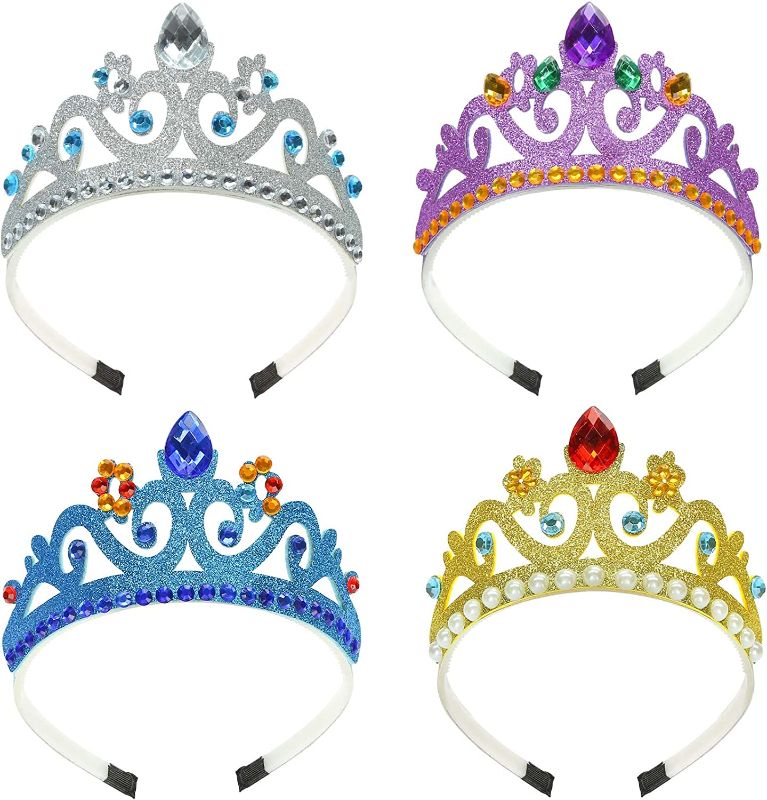 Photo 1 of 3 otters Princess Crown Set, 4PCS Princess Tiaras for Little Girls DIY Mermaid Crown Princess Headband Party Crown for Christmas Costume Role Play 