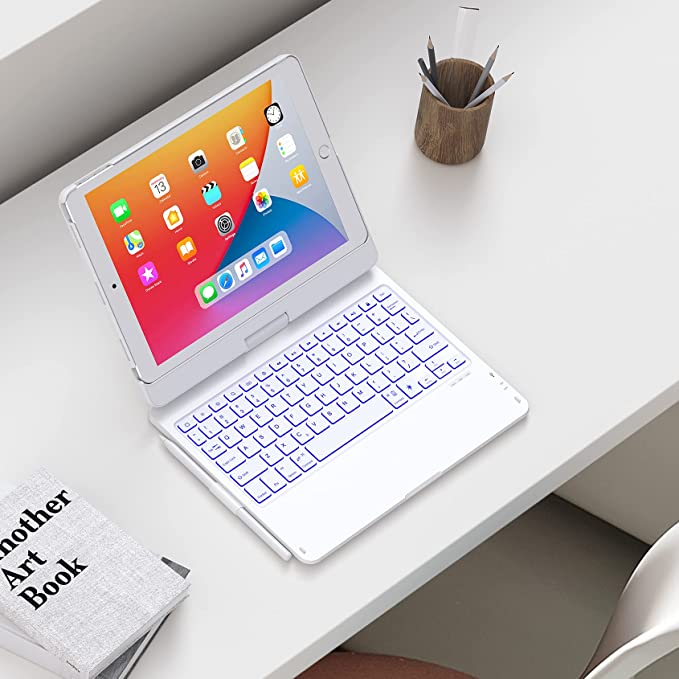 Photo 1 of iPad 8th Generation Case with Keyboard - WHITE 