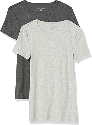 Photo 1 of Amazon Essentials Women's Slim-Fit Short-Sleeve Crewneck T-Shirt, Pack of 2 SIZE - SMALL CHARCOAL/LIGHT GREY 