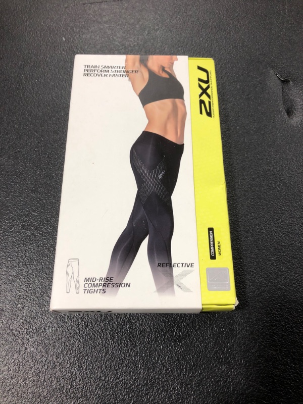 Photo 2 of 2XU Women's Mid-rise Compression Tights Size Large Tall Black/Dotted Reflective Logo