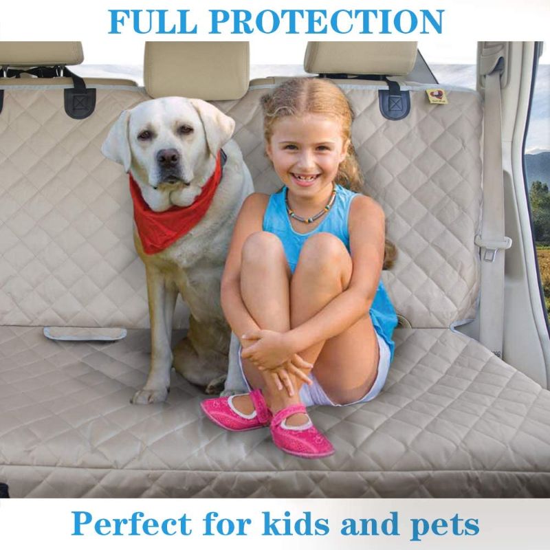 Photo 2 of Bark Lover Deluxe Dog Seat Cover for Back Seat-More Durable Waterproof Backseat Protector, High Heat Resistant and Nonslip Back Seat Cover for Dogs Kids,Universal Size Fits Cars, Trucks, SUVs (Beige)