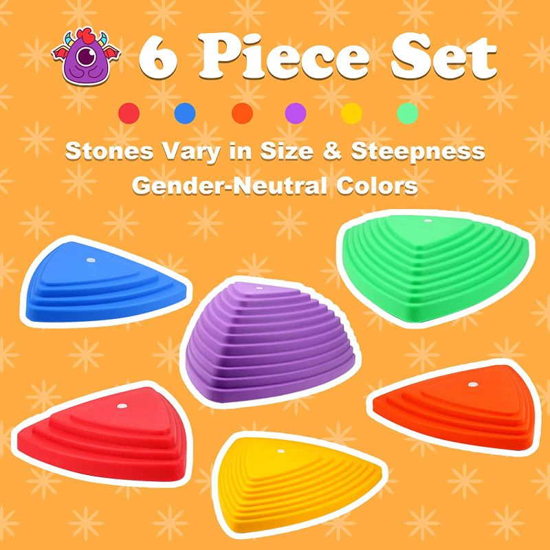 Photo 2 of Gentle Monster Stepping Stones for Kids, Set of 6 Pcs for Balance with Non-Slip Bottom - Exercise Coordination and Stability, Perfect Indoor and Outdoor Play Equipment for Kids, Unique Birthday Gift… 