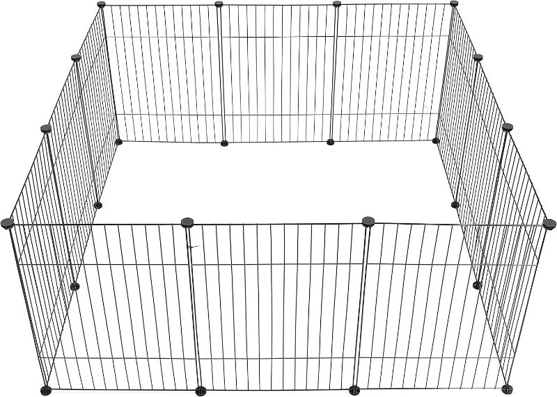 Photo 2 of Allisandro Small Pet Playpen, Small Animal Cage for Indoor Outdoor Use, Foldable Yard Fence for Small Animal, Puppy, Kitten, Guinea Pigs, Bunny, Turtle, Hamster,Black,12 Playpen,20X28 