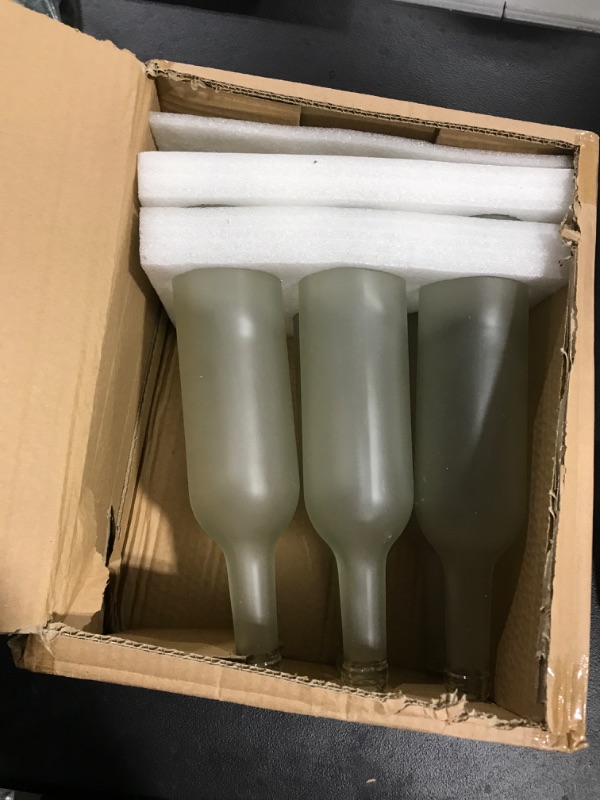 Photo 1 of 6 Pack Empty Clear Frosted Glass Wine Bottles for Decorations, Centerpieces, DIY Crafts (750ml, 12.75 In)