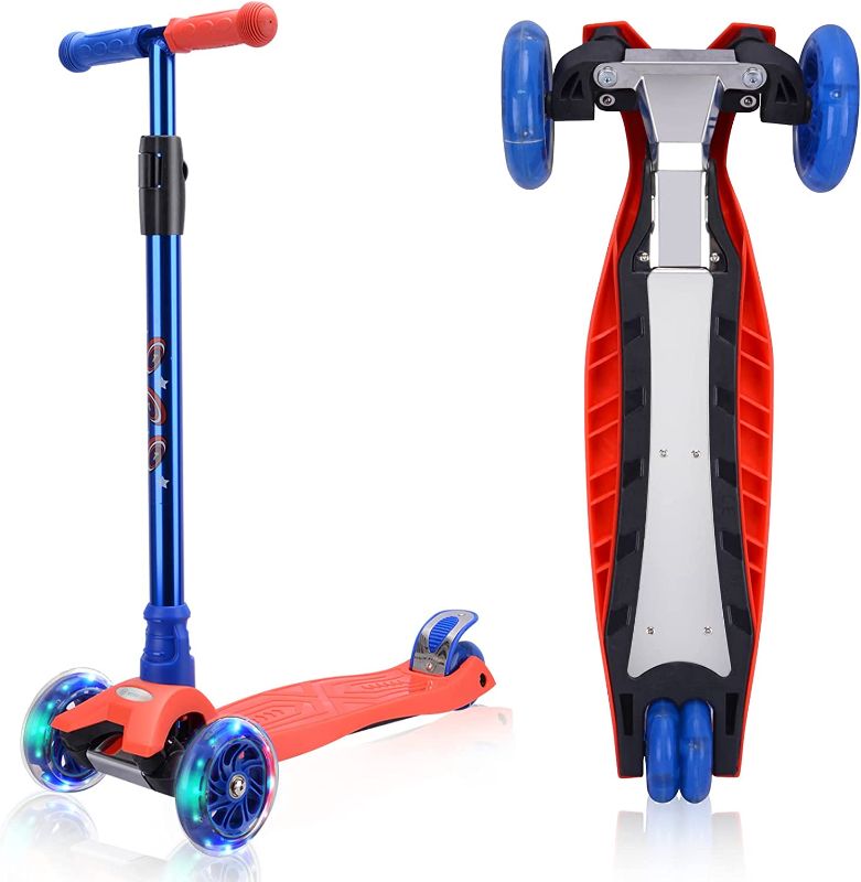Photo 1 of 3 Wheel Scooter for Kids, Kids Scooter with Light Up Wheels, Sturdy Deck Design, and 4 Height Adjustable Suitable for Kids