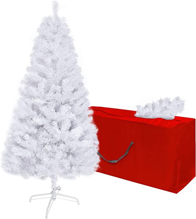 Photo 1 of 5ft White Artificial Christmas Tree, Premium North Valley Spruce with 600 Branch Tips, Xmas Tree with Fold-Able Base Stand, Arbol de Navidad for Home, Office, Shop Decoration
