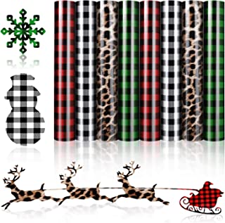 Photo 1 of 8 Sheets Christmas Buffalo Plaid Iron-on Vinyl PU HTV Heat Transfer Adhesive Vinyl Sheets Patches for T-Shirts,Fabric, 12 x 10 Inch (Red, White-Black, Green, Leopard) https://a.co/d/cpOvqgx