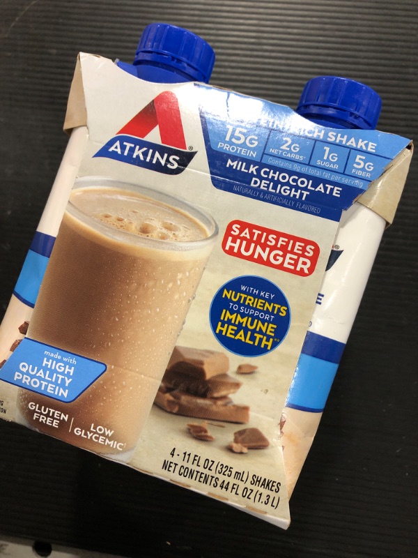 Photo 2 of Atkins Milk Chocolate Delight Protein-Rich Shake. Rich and Creamy with Protein. Keto-Friendly and Gluten Free, 11 Fl Oz (Pack of 4)