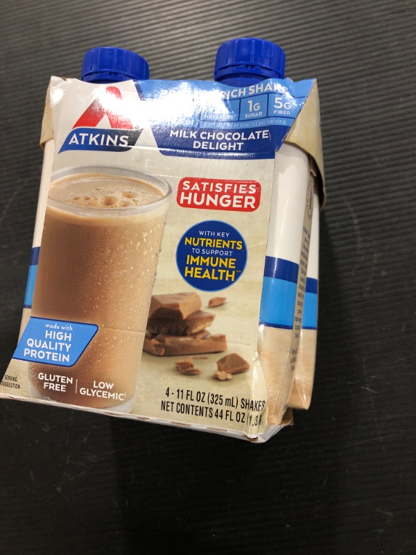 Photo 2 of Atkins Milk Chocolate Delight Protein-Rich Shake. Rich and Creamy with Protein. Keto-Friendly and Gluten Free, 11 Fl Oz (Pack of 4)