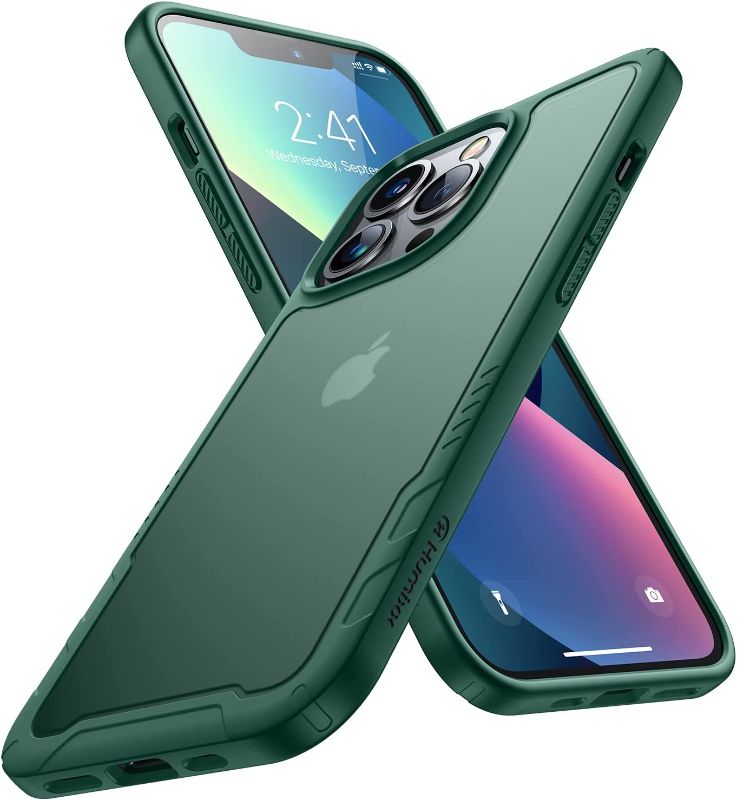 Photo 1 of Humixx Shockproof for iPhone 13 Pro Case, [10 FT Military Drop Protection] [Snug Touch] Translucent Matte Hard PC Back with Protective Airbag, Slim Case for iPhone 13 Pro Case 6.1 Inch, Pine Green https://a.co/d/iSbUV5m