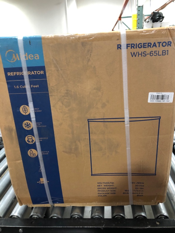 Photo 2 of Midea WHS-65LB1 Compact Single Reversible Door Refrigerator, 1.6 Cubic Feet(0.045 Cubic Meter), Black Black 1.6 Cubic Feet Refrigerator