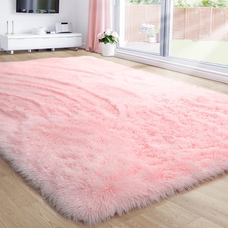 Photo 1 of 6'X9', PINK Fluffy Shag Rug