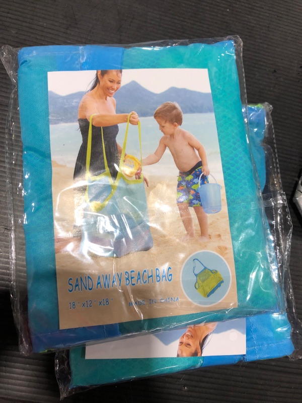 Photo 2 of 2 PACK Beach Mesh Tote Bag - Yookat Beach Toys/ Shell Bag Stay Away from Sand for the Beach, Pool, Boat - Perfect for Holding Childrens' Toys (Xl Size)

