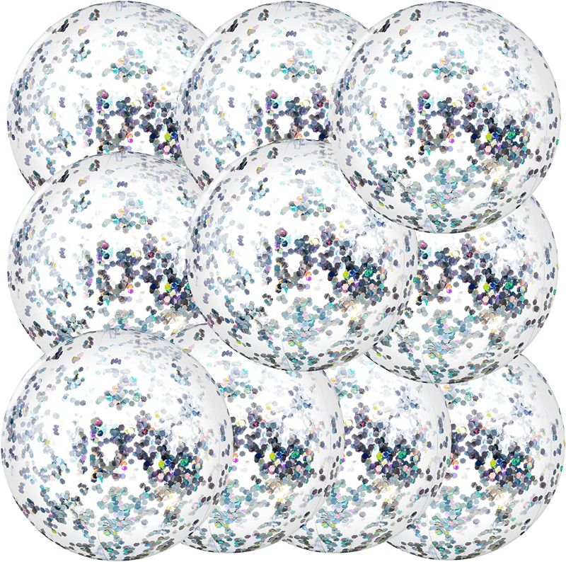 Photo 1 of 10 Pieces Inflatable Beach Balls Glitter Beach Ball