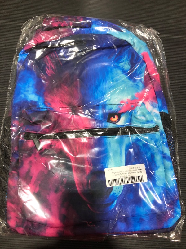 Photo 1 of ZZKKO WOLF Print Vintage Backpack