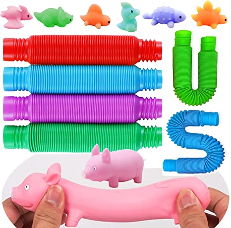 Photo 1 of CUTE DRAGON 14 pk set pop tubes sensory toys, Fine Motor Skills Toddler Toys, Unique Boy & Girl Christmas Stocking Stuffers, Christmas Gifts For Kids & toddler
