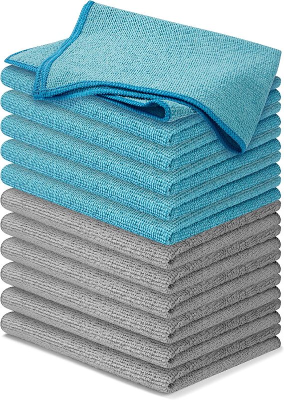 Photo 1 of 2 pavks of USANOOKS Microfiber Cleaning Cloth - (12x16 inches) High Performance - Ultra Absorbent Weave Traps Grime & Liquid for Streak-Free Mirror Shine - Lint Free Towel (Pack of 12) 