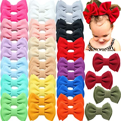 Photo 1 of 40 Pieces 4.5" Hair Bows Alligator Hair Clips for Little Girls Toddlers Children Photographic Hair Accessories 20 Colors in Pairs