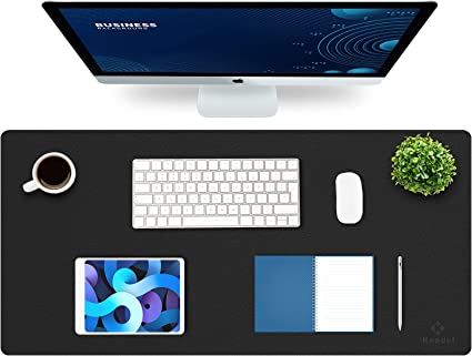 Photo 1 of K KNODEL Desk Mat, Mouse Pad, Desk Pad, Waterproof Desk Mat for Desktop, Leather Desk Pad for Keyboard and Mouse, Desk Pad Protector for Office and Home (Black, 35.4" x 17")