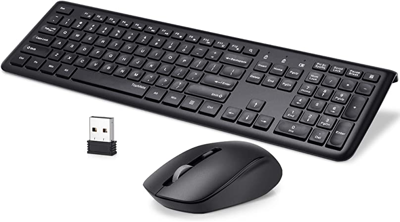 Photo 1 of Silent Keyboard and Mouse Wireless Combo, TopMate 2.4G Super Quiet Slim Keyboard Mice Set with Calculator Button, Mute Mouse and Noiseless Keyboard with AA(A) Batteries, for PC/Laptop/Windows/Mac