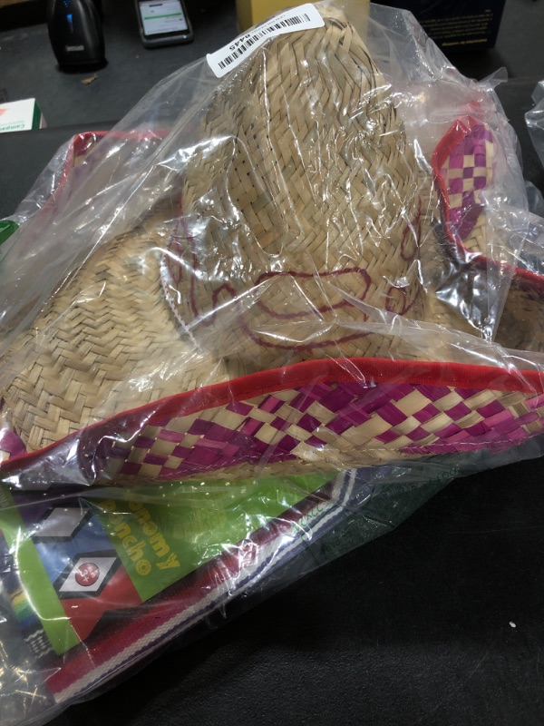 Photo 1 of GIFTEXPRESS Mexican Poncho and Sombrero Set for Adults